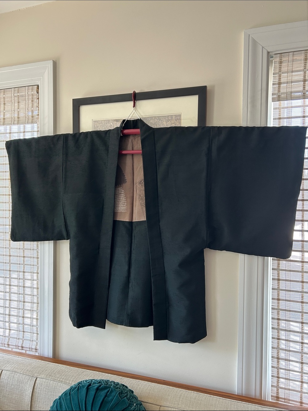 Men’s Tsumugi Silk Vintage Haori in Black